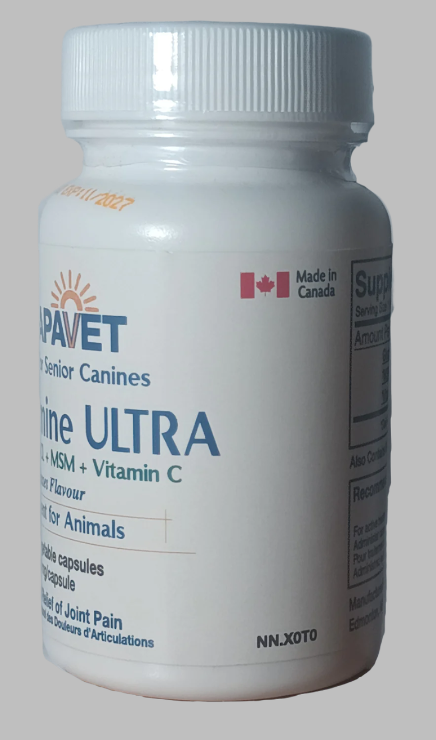 Apavet Glucosamine Ultra Made In Canada Side Of Bottle