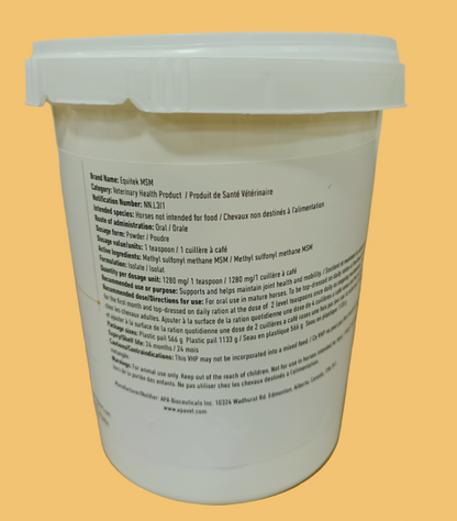 Equitek MSM 566g Powder For Horses Label