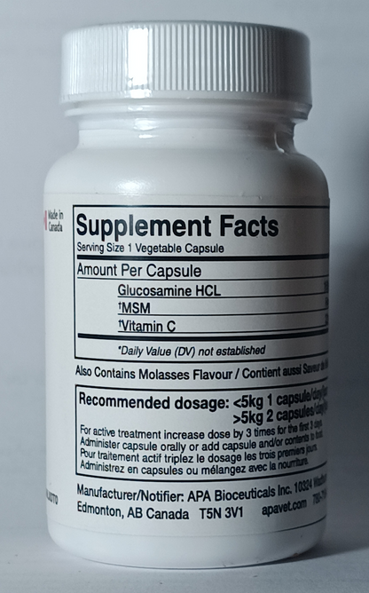Apavet Glucosamine Ultra Back Of Bottle